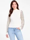 Guess Factory Fran Sequin Sweater Top In White