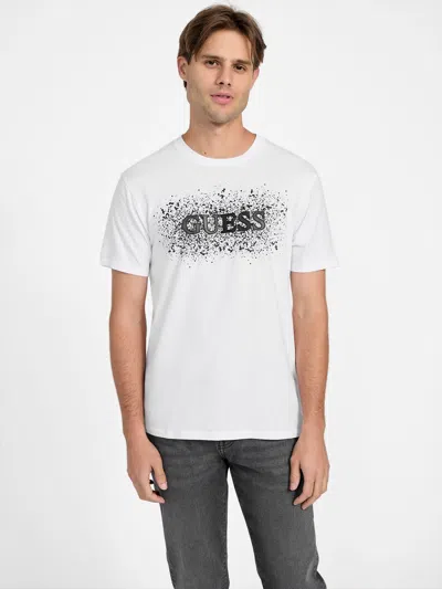 Guess Factory Frank Faux-leather Logo Tee In White
