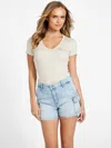 Guess Factory Frankie Logo Tee In Beige