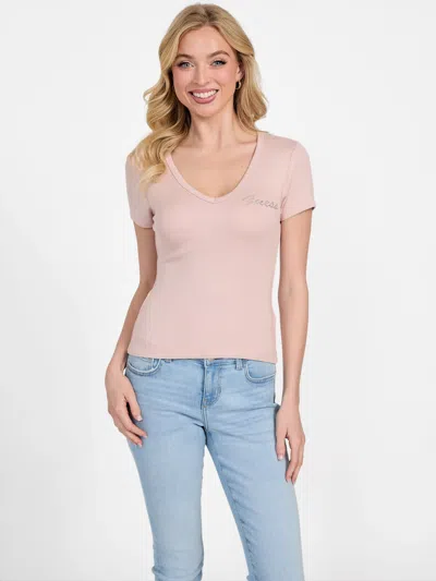 Guess Factory Frankie Logo Tee In Pink