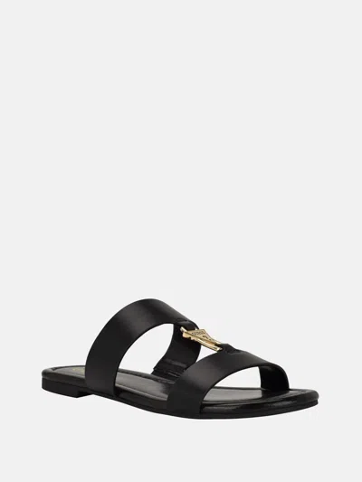 Guess Factory Frinn Double Band Slide Sandals In Black
