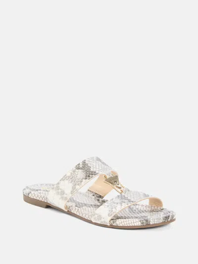 Guess Factory Frinn Double Band Slide Sandals In Gray