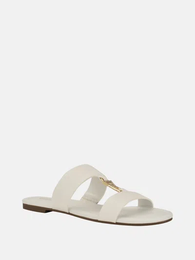 Guess Factory Frinn Double Band Slide Sandals In White