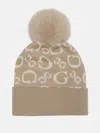 Guess Factory G Logo Beanie In Brown