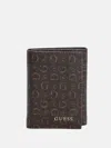 Guess Factory G Logo Trifold Faux-leather Wallet In Brown