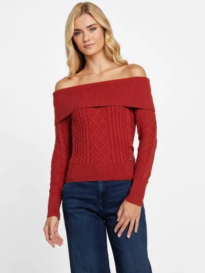 Guess Factory Garcia Off-shoulder Sweater In Red