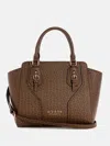 Guess Factory Gemma Logo Satchel In Brown