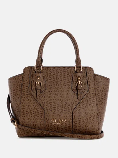 Guess Factory Gemma Logo Satchel In Brown