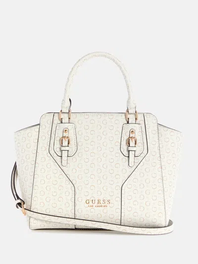 Guess Factory Gemma Logo Satchel In White