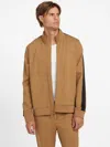 Guess Factory Genaro Logo-tape Zip Jacket In Brown