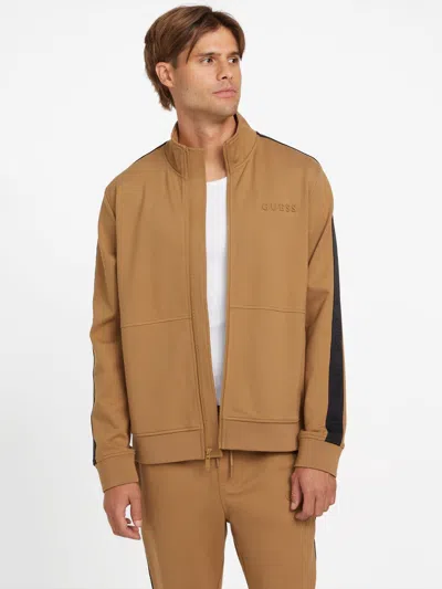 Guess Factory Genaro Logo-tape Zip Jacket In Brown