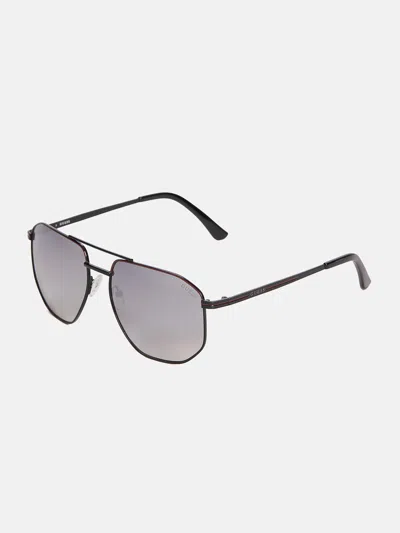 Guess Factory Geometric Metal Navigator Sunglasses In Black