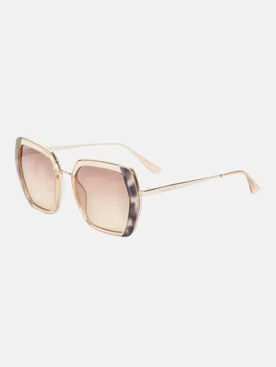 Guess Factory Geometric Plastic Trim Sunglasses In Beige