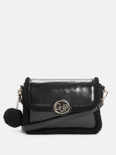 Guess Factory Gina Sherpa Crossbody In Black