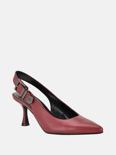 Guess Factory Ginnyy Sling Back Dress Heels In Burgundy