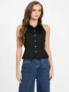 Guess Factory Giselle Halter Button Top In Black