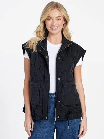 Guess Factory Glass Quilted Vest In Blue