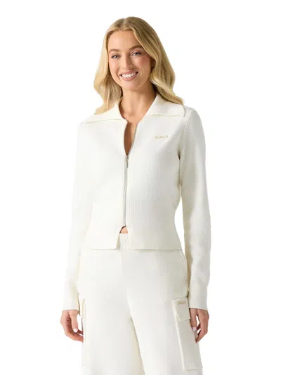 Guess Factory Glinda Full Zip Sweater In White