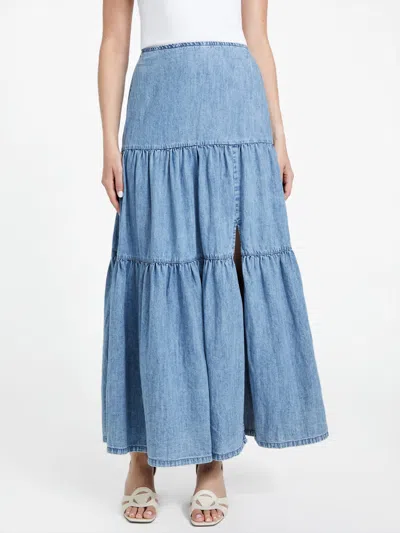 Guess Factory Gloria Denim Maxi Skirt In Blue