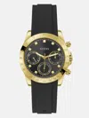 GUESS FACTORY GOLD-TONE AND BLACK SILICONE CHRONOGRAPH WATCH