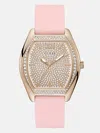 Guess Factory Gold-tone And Pink Barrel Analog Watch In Pink