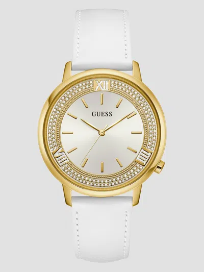Guess Factory Gold-tone And White Analog Watch In Multi