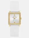 Guess Factory Gold-tone And White Square Analog Watch In Multi