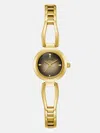 Guess Factory Gold-tone Cutout Bracelet Analog Watch In Multi