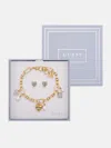 Guess Factory Gold-tone Glitter Heart Bracelet And Earrings Box Set In Gold