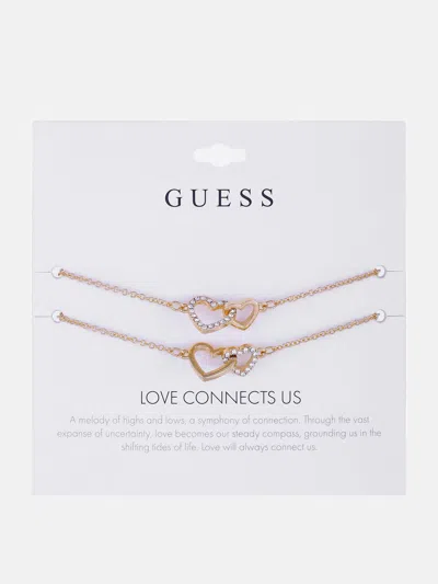 Guess Factory Gold-tone Heart Bracelet Set In Silver