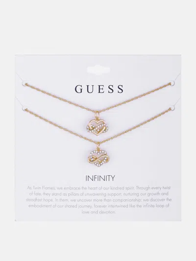 Guess Factory Gold-tone Infinity Necklace Set In Silver