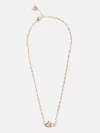 Guess Factory Rose Gold-tone Interlocking Hearts Necklace In Silver