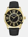Guess Factory Gold-tone Leather Analog Watch In Gold