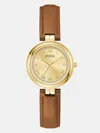 Guess Factory Gold-tone Leather Analog Watch In Brown