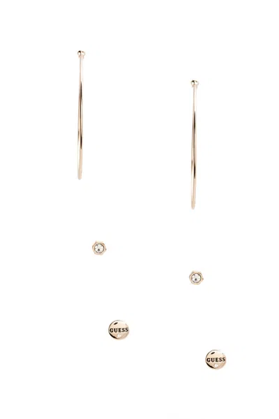 Guess Factory Gold-tone Logo Hoop And Stud Earrings Set In Multi