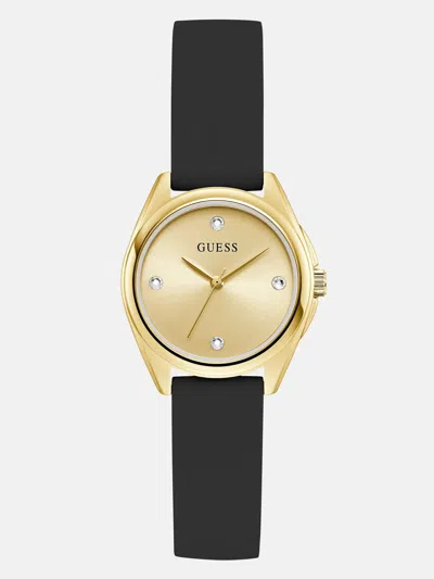 Guess Factory Gold-tone Silicon Analog Watch In Black