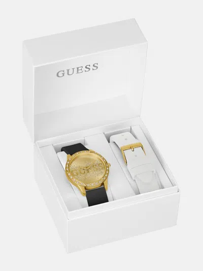Guess Factory Gold-tone Silicone Analog Watch Set In Multi