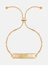 Guess Factory Rose Gold-tone Slider Logo Bar Bracelet In Gold