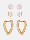 Guess Factory Gold-tone Stud & Huggie Earrings Box Set - 3 Pairs In Gold