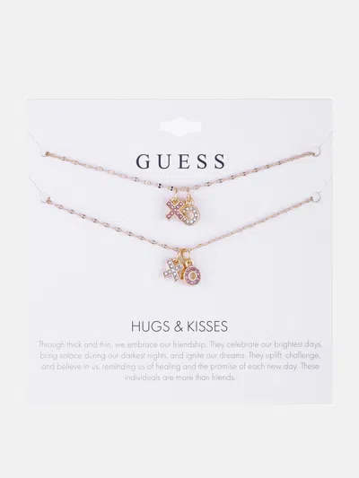 Guess Factory Gold-tone Xo Necklace Set In Silver