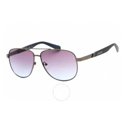Guess Factory Gradient Blue Rectangular Men's Sunglasses Gf0246 11w 58 In Purple