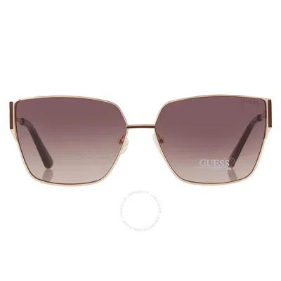 Guess Factory Gradient Brown Butterfly Ladies Sunglasses Gf6158 32f 60 In Brown / Gold