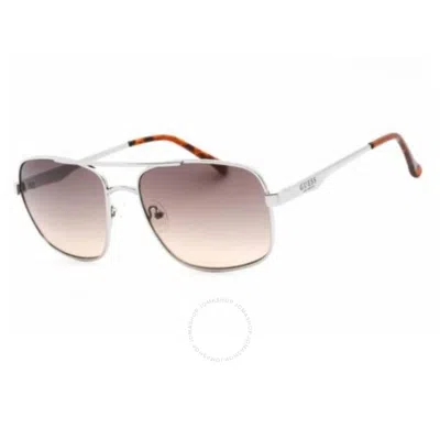 Guess Factory Gradient Brown Rectangular Men's Sunglasses Gf0211 10f 58 In Pink
