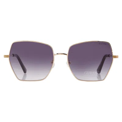 Guess Factory Gradient Smoke Butterfly Ladies Sunglasses Gf6137 32b 57 In Gold
