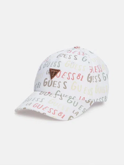 Guess Factory Graffiti Logo Baseball Hat In Blue