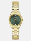 Guess Factory Green And Gold-tone Analog Watch In Gold