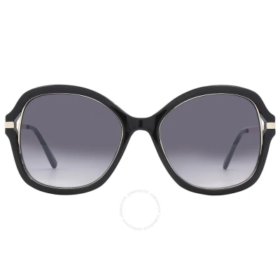 Guess Factory Grey Gradient Butterfly Ladies Sunglasses Gf0352 01b 54 In Black / Grey