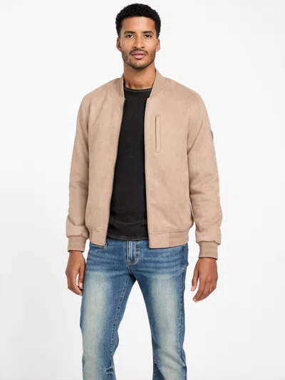 Guess Factory Grover Faux-suede Jacket In Beige