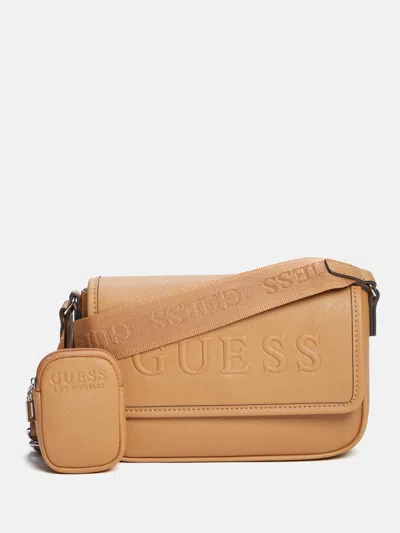 Guess Factory Haddington Mini Crossbody In Brown