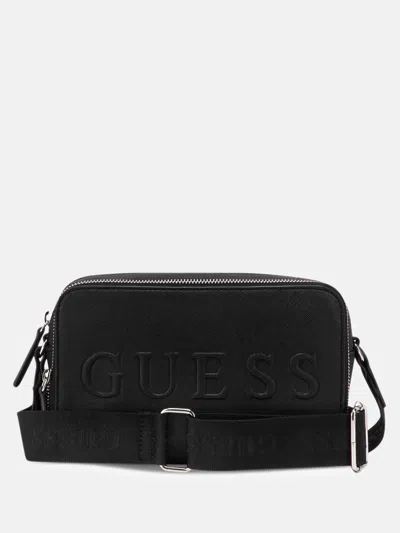 Guess Factory Haddington Mini Double-zip Crossbody In Black